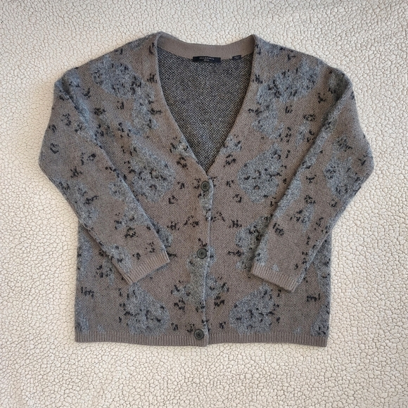 All Saints Wool Blend Mixed Media Texture Camo Cardi Women's Size S, oversized. - Picture 11 of 13